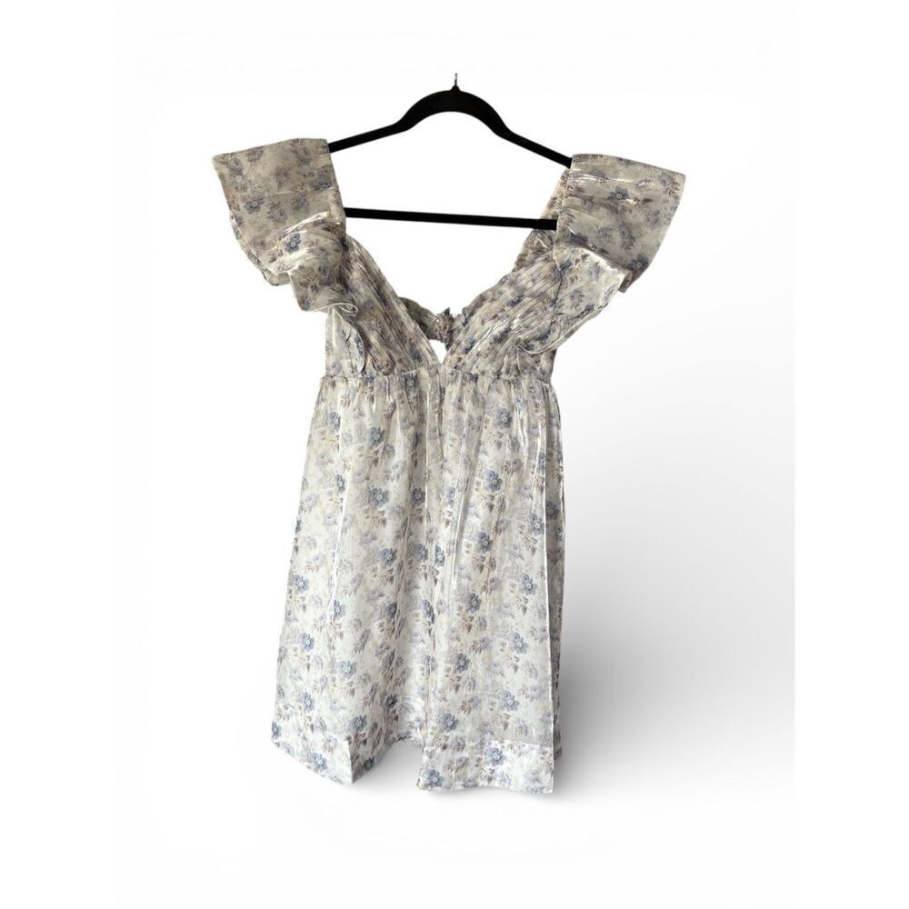 NEW Mable Mini Small Dress Floral Iridescent Babydoll Fairy Feminine Ruffle - Picture 2 of 8
